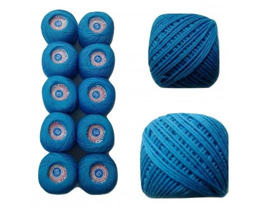 DODGER BLUE - Set Lot of 10 - 6 Ply Strand - Cotton Thread Yarn Cross Stitch Embroidery	